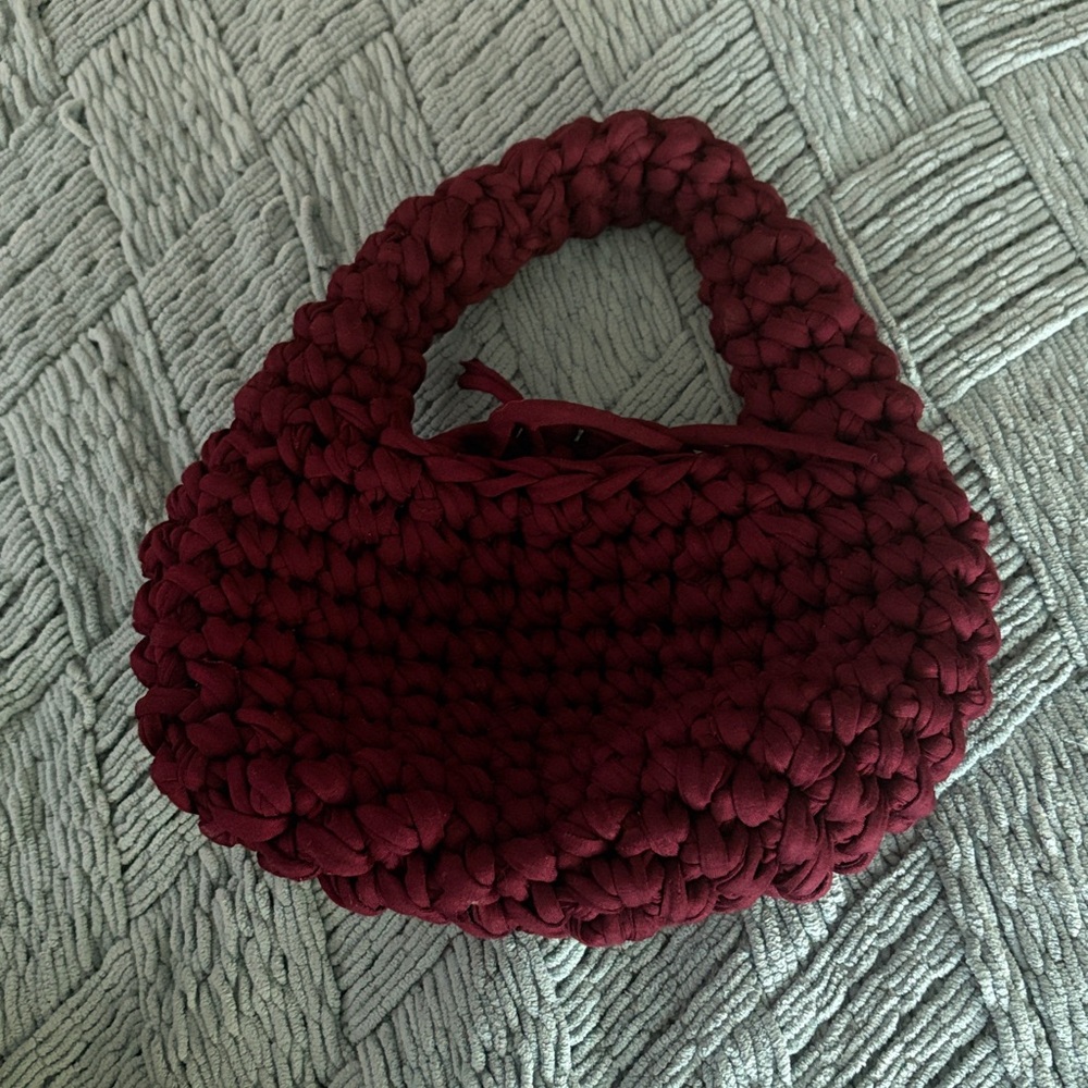 Handmade Burgundy Knit Bag